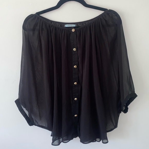 Sheer Black Flowy Top, sheer black Blouse, Do & Be - Picture 1 of 4